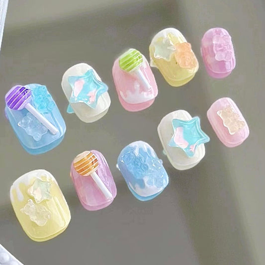 Sweet Whimsical Candy-Themed Press-On Nails