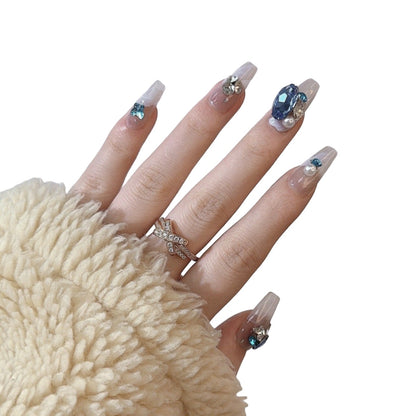 Midnight Sapphire Reusable HANDMADE Press-On Nails