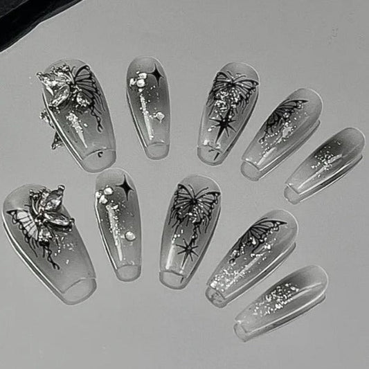 Black Equinox Butterfly Press-on Nails FREE SHIPPING ✈ - EverydayNailCoats