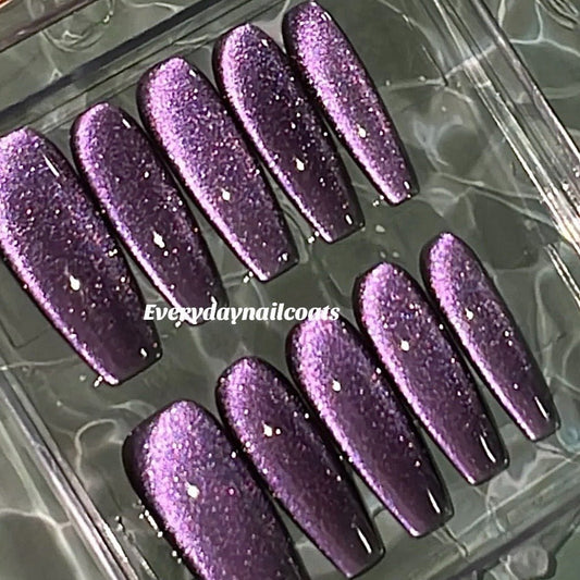 Galactic Gleam Premium Purple Glitter Nails - EverydayNailCoats